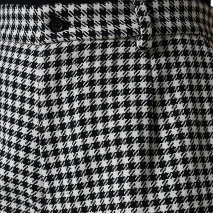 Dolce & Gabbana Black White Houndstooth Cropped Wide Leg Pants