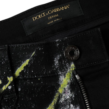 Dolce & Gabbana Multicolor Splatter Paint Cotton Skinny Denim Jeans