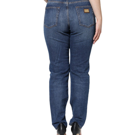 Dolce & Gabbana Black Floral Lace Front Skinny Denim Jeans
