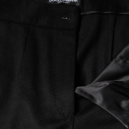 Dolce & Gabbana Black Cashmere Mid Waist Women Boot Cut Pants