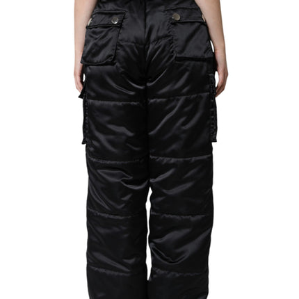 Dolce & Gabbana Black Quilted High Waist Women Boot Cut Pants