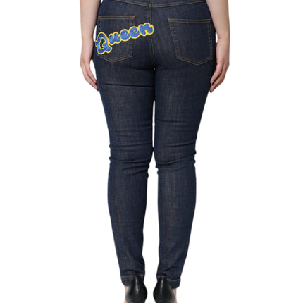 Dolce & Gabbana Dark Blue QUEEN Cotton Skinny Denim Jeans