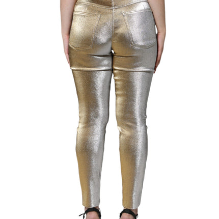 Dolce & Gabbana Metallic Gold High Waist Skinny Pants
