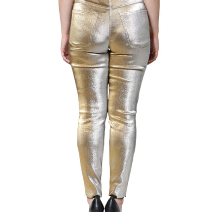 Dolce & Gabbana Metallic Gold High Waist Skinny Pants