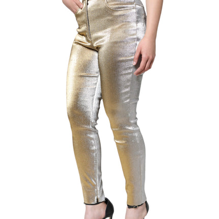 Dolce & Gabbana Metallic Gold High Waist Skinny Pants