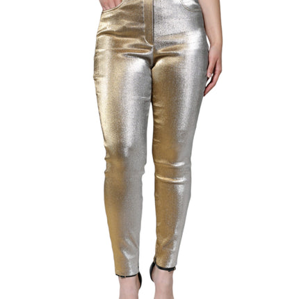 Dolce & Gabbana Metallic Gold High Waist Skinny Pants