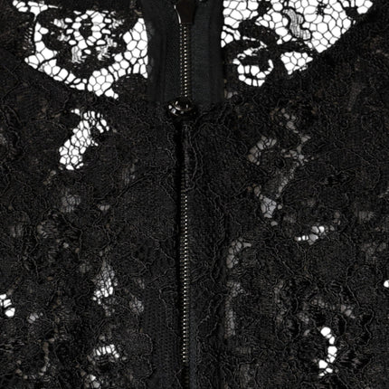 Dolce & Gabbana Black Floral Lace See Through Long Sleeve Top
