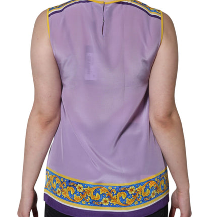 Dolce & Gabbana Purple Silk Caponata Siciliana Print Tank Top