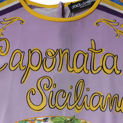 Dolce & Gabbana Purple Silk Caponata Siciliana Print Tank Top