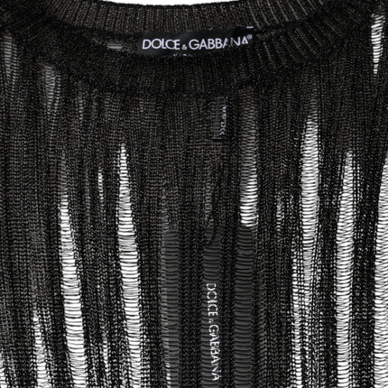 Dolce & Gabbana Black Stripe See Through Long Sleeves Top