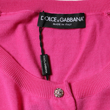 Dolce & Gabbana Pink Wool Button Down Short Sleeve Blouse Top