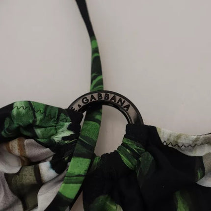 Dolce & Gabbana Black Floral Halter Beachwear Swimwear Bikini Top