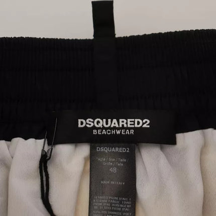 Dsquared² Yellow Black Printed Nylon Beachwear Shorts Swimwear