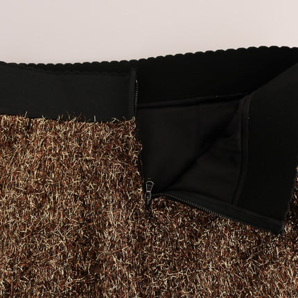 Dolce & Gabbana Gold Black Short Mini Skirt