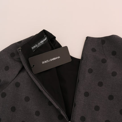 Dolce & Gabbana Gray Polka Dotted Sheath Wool Dress