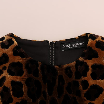 Dolce & Gabbana Brown Leopard Print Silk Sheath Dress