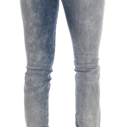 Versace Jeans Blue Wash Torn Stretch Slim Fit Jeans
