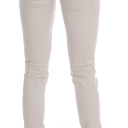 Costume National White Cotton Stretch Slim Jeans