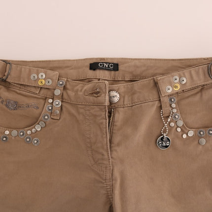Costume National Beige Cotton Stretch Slim Fit Jeans