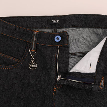 Costume National Blue Cotton Stretch Slim Fit Jeans