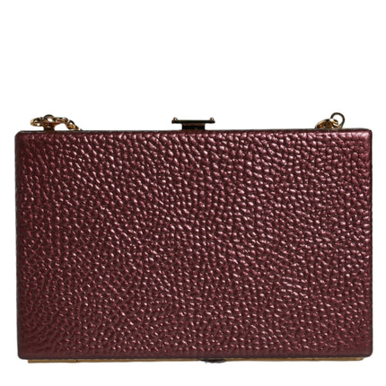 Dolce & Gabbana Maroon Leather Clutch Evening Crossbody Bag