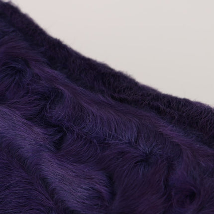 Dolce & Gabbana Purple Sheep Fur Leather Loafers