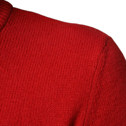Dolce & Gabbana Red I'm The King Wool Crew Neck Sweatshirt Sweater