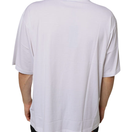 Dolce & Gabbana White Metal DG Logo Cotton Short Sleeves T-shirt