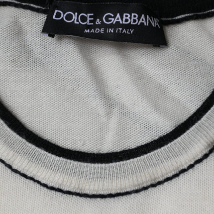 Dolce & Gabbana Off White Cashmere Short Sleeves T-shirt