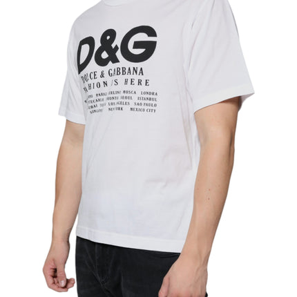 Dolce & Gabbana White Cotton DG Logo Print Casual T-shirt