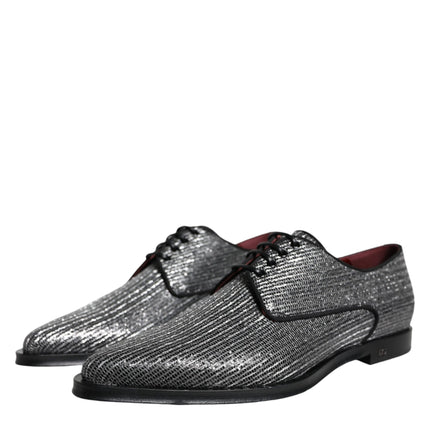 Dolce & Gabbana Silver Polyurethane Derby Formal Dress Shoes