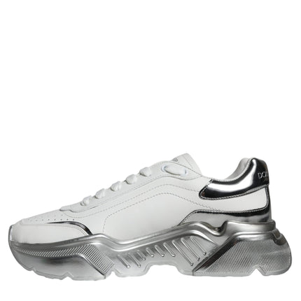 Dolce & Gabbana White Silver Daymaster Low Top Sneakers Shoes