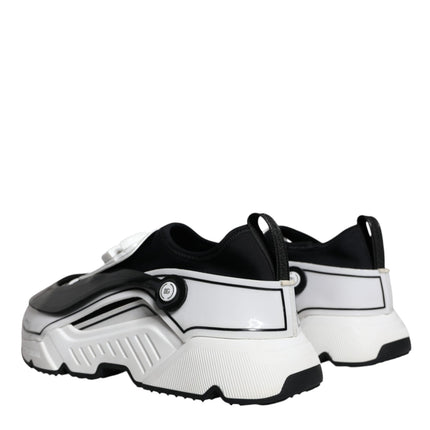 Dolce & Gabbana White Black Logo Plaque Daymaster Sneakers Shoes