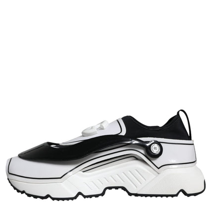 Dolce & Gabbana White Black Logo Plaque Daymaster Sneakers Shoes