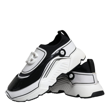 Dolce & Gabbana White Black Logo Plaque Daymaster Sneakers Shoes