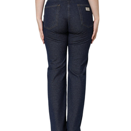 Dolce & Gabbana Dark Blue Cotton Stretch Straight Denim Jeans