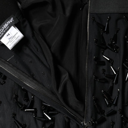 Dolce & Gabbana Black Embellished Pencil Cut Midi Skirt