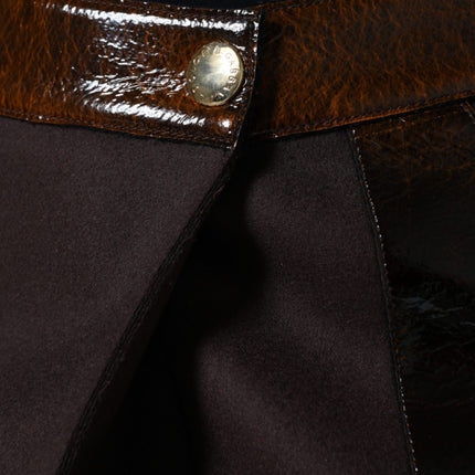 Dolce & Gabbana Brown Virgin Wool Mid Waist A-line Mini Skirt