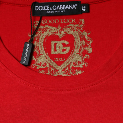 Dolce & Gabbana Red Cotton Crew Neck Short Sleeve Tee T-shirt