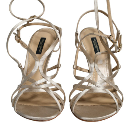Dolce & Gabbana Beige Leather Stiletto Heels Sandals Shoes