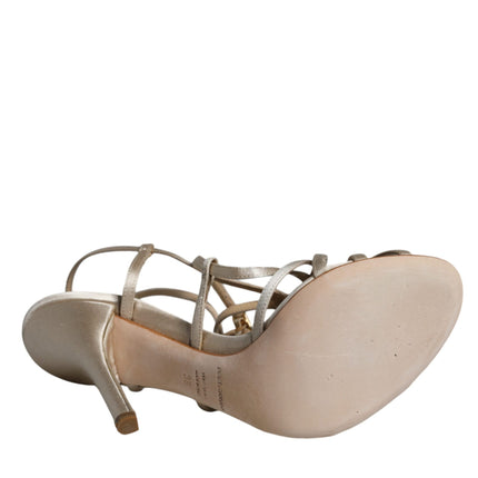 Dolce & Gabbana Beige Leather Stiletto Heels Sandals Shoes