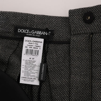 Dolce & Gabbana Gray Wool High Waist Mini Shorts