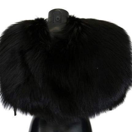 Dolce & Gabbana Black Silver Fox Fur Scarf