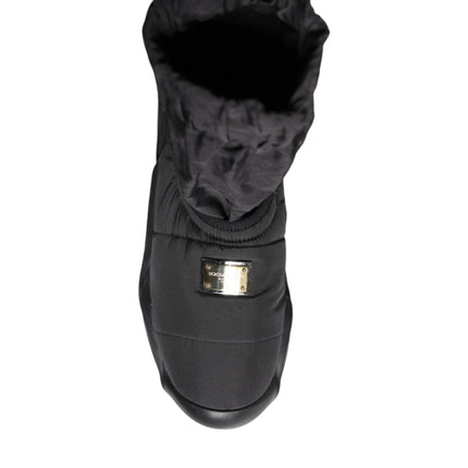 Dolce & Gabbana Black Slip On Wave Socks Sneakers Shoes