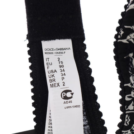Dolce & Gabbana Black Silk White Lace Stretch Underwear Bra