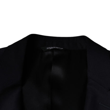 Dolce & Gabbana Dark Blue Wool Single Breasted Dress Coat Blazer
