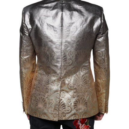 Dolce & Gabbana Gold Jacquard Single Breasted Dress Blazer