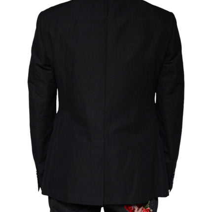 Dolce & Gabbana Black Linen Double Breasted Dress Blazer