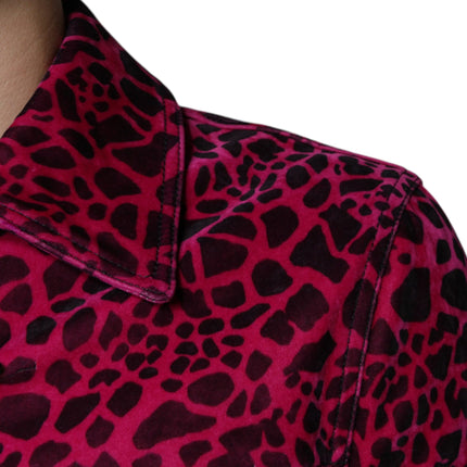 Dolce & Gabbana Fuchsia Leopard Button Down Collared Jacket