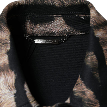 Dolce & Gabbana Brown Tiger Button Down Collared Jacket